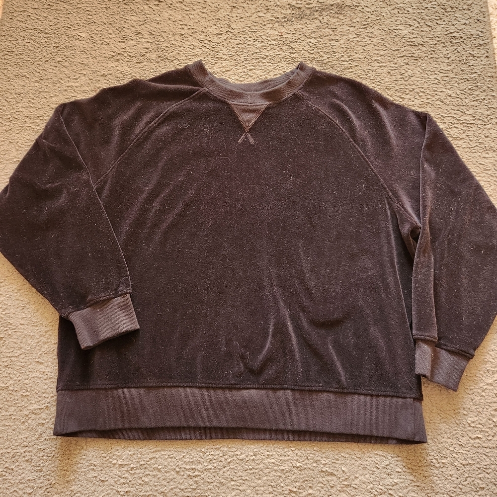 PACT Women's Velour Top Extra Large Black Organic Cotton Soft Cozy Sweatshirt - Picture 2 of 10